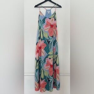 Nicole Miller New York Satin Floral Maxi Slip Dress Size M